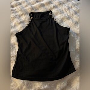 SHEIN top M size blk color with gold buttons on both sides of straps